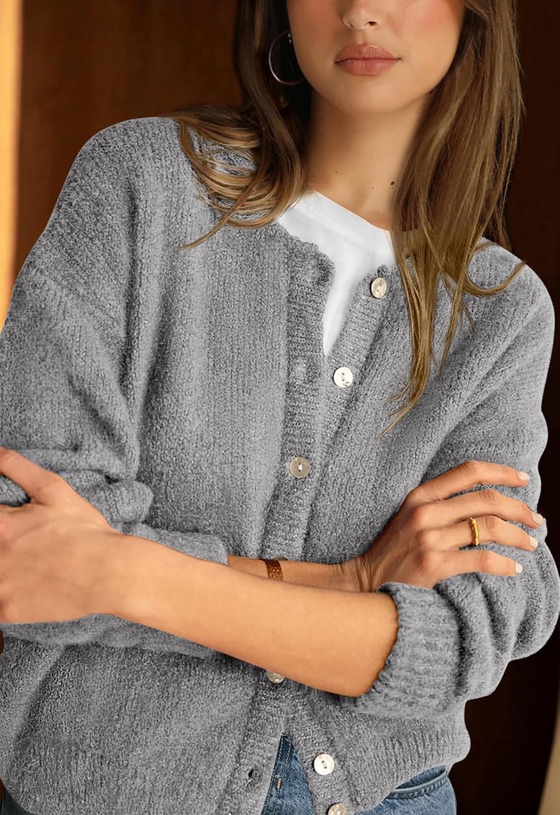PRETTYGARDEN Store Long Sleeve Crewneck Button Down Womens Sweaters Spring Open Front Chunky Cardigan Sweaters for Women 2026 - Image 2